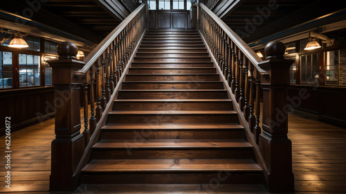 Modern natural ash tree wooden stairs © maniacvector