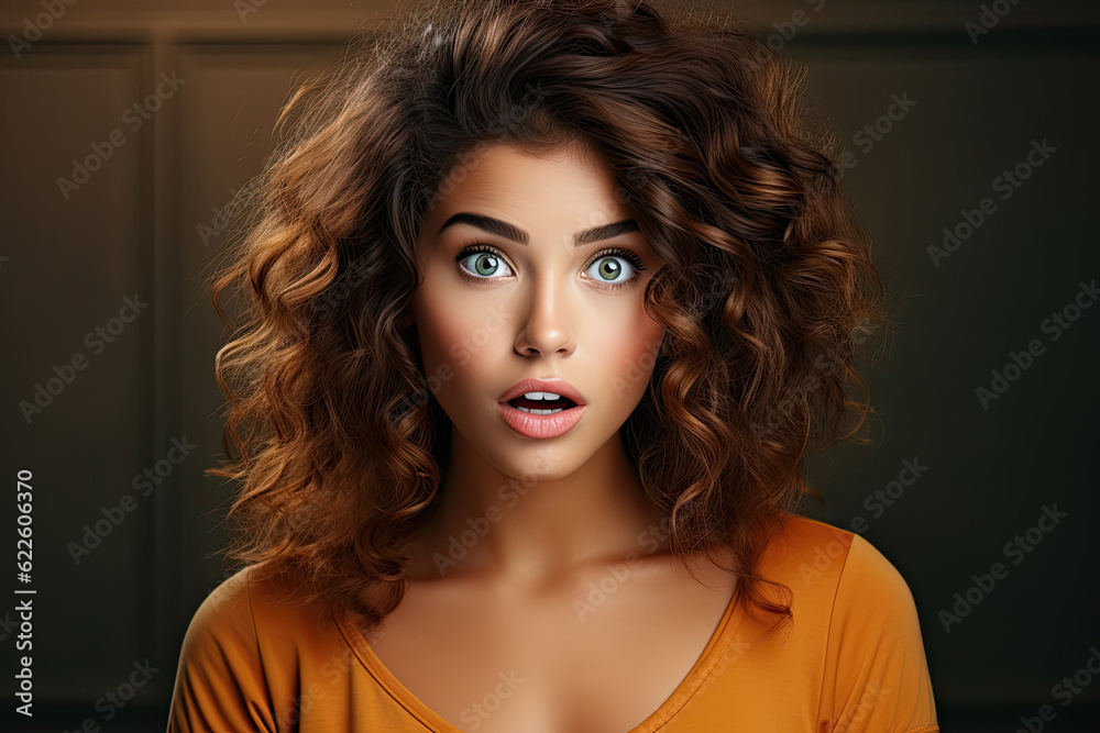 Terrify Lady Closeup photo of sad terrified lady horrified facial expression made ...