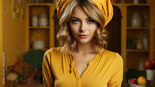 Cute fashion girl with a yellow hooded jacket