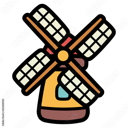 windmills filled outline icon style