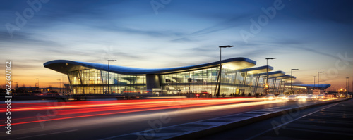 Airport terminal in the night. generative ai
