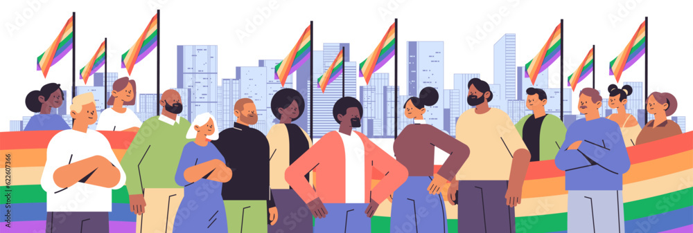 mix race people with lgbt rainbow flags gay lesbian love parade pride festival transgender love concept mix race people with lgbt rainbow flags gay lesbian love parade pride festival transgender love concept