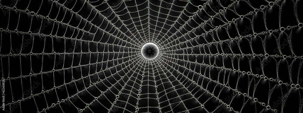spider web on dark background, banner made with Generative AI