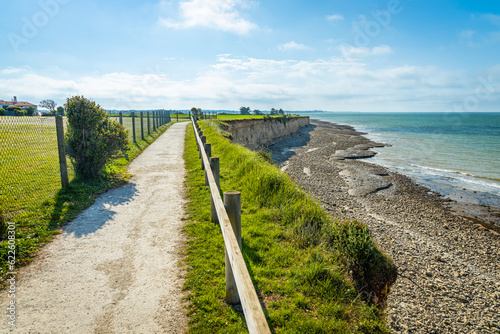 Pedestrian path on the coast of the R   island in La Flotte  France