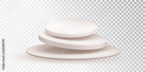 Vector pedestal isolated on transparent backgroun. Realistic podium for advertising, podium for products.