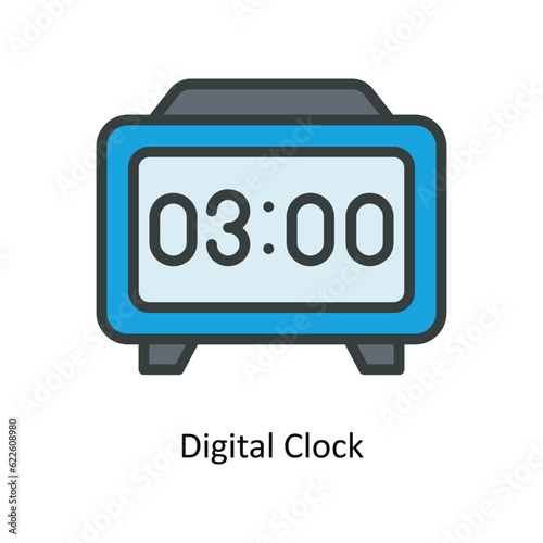 Digital Clock Vector  Fill outline Icon Design illustration. Kitchen and home  Symbol on White background EPS 10 File