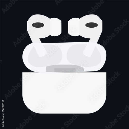 Airpods case icon isolated on black background. Modern simple vector icon for website or mobile app