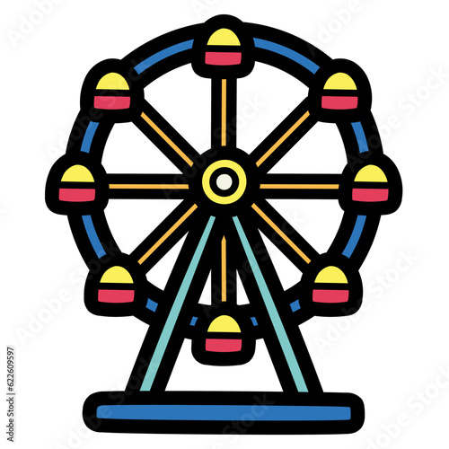 Ferris Wheel filled outline icon style