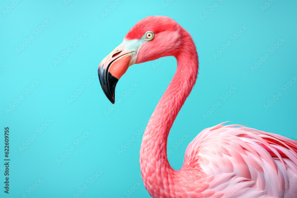 Fototapeta premium Pink flamingo close up portrait