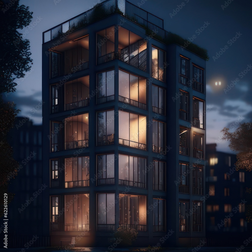 Multi-storey building in the evening
