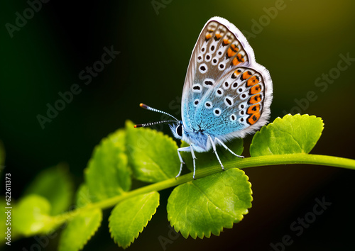 Macro shot of Western Pygmy Blue Butterfly sitting on a leaf in a garden