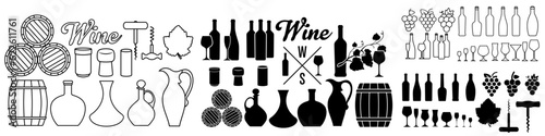 Wine icon vector set. Wine making illustration sign collection. Wine house symbol or logo.