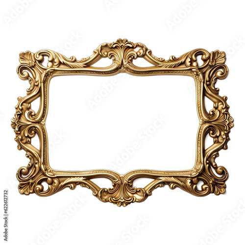 Baroque-style picture frame in golden color. Elegant and luxurious design 9