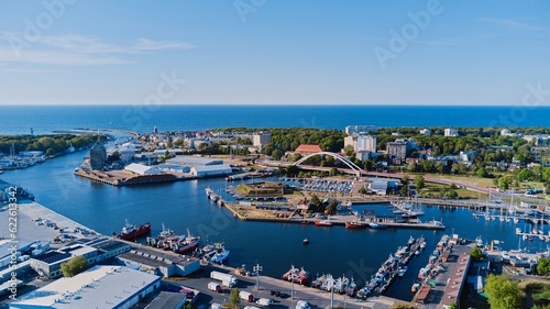 Aerial view of marine in Kolobrzeg, Poland. 05/30/2023.