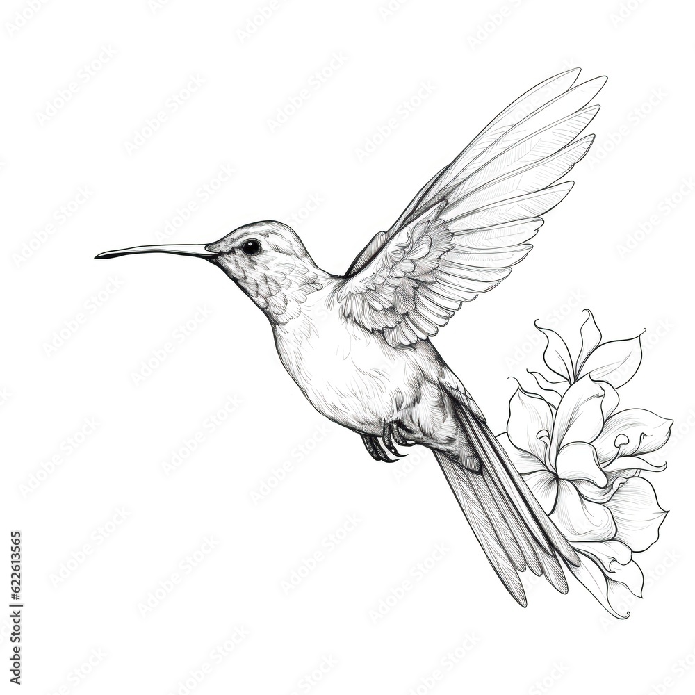 Fototapeta premium flying beautiful hummingbird ai generated