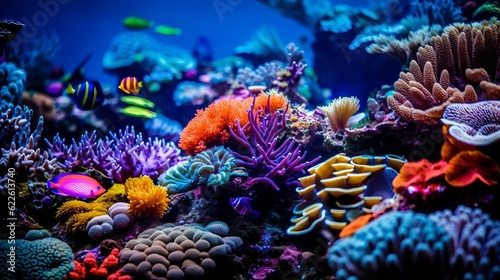 Fényképezés Colorful tropical coral reef with fish