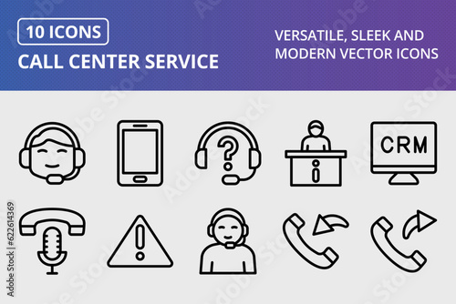 Vector Call Center Service Icon Set
