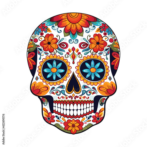Dia de los muertos Mexican skull, Day of the dead Mexican skull vector