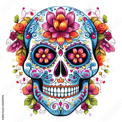 Dia de los muertos Mexican skull, Day of the dead Mexican skull vector