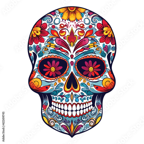 Dia de los muertos Mexican skull, Day of the dead Mexican skull vector