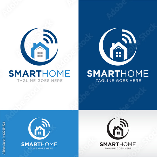 smart house logo design vector icon symbol template