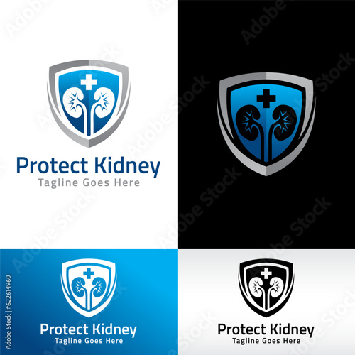 protect kidney logo design vector template