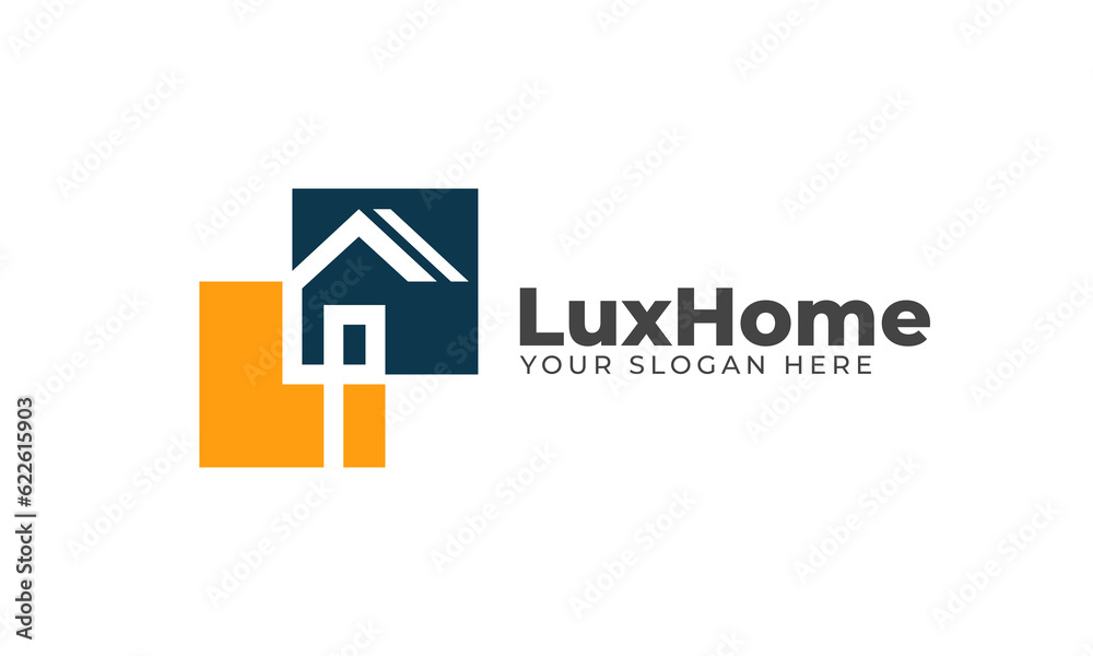 Square modern house real estate logo design vector templat Square modern house real estate logo design vector templat