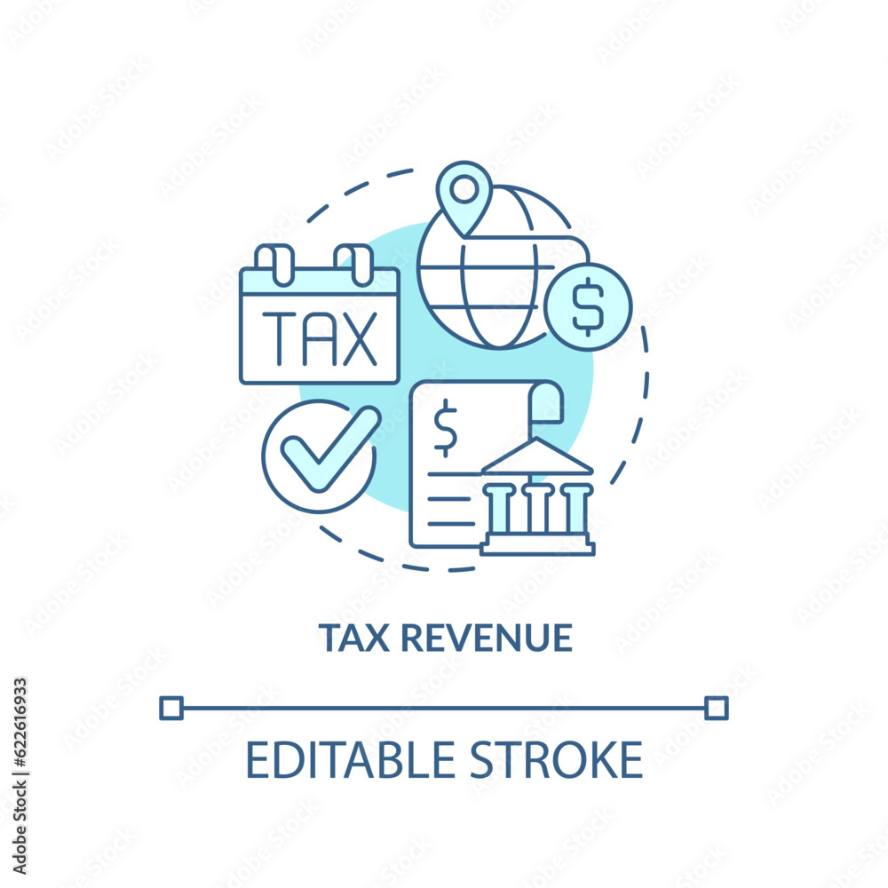 Editable tax revenue icon, isolated vector, foreign direct investment thin line illustration.