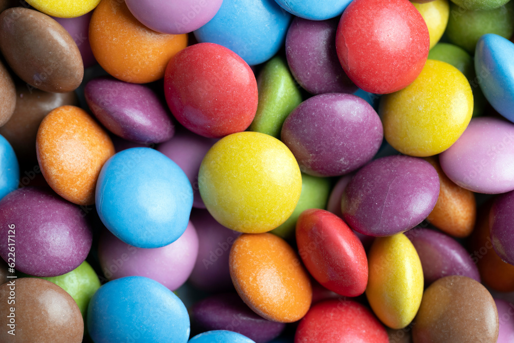 Multicolored chocolates with chocolate filling Multicolored chocolates with chocolate filling