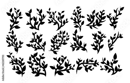 Silhouette of organic plant leaf logo vector