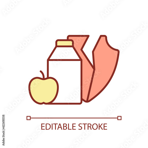 Editable impact on food security linear icon representing heatflation concept, isolated vector, global warming thin line illustration. photo