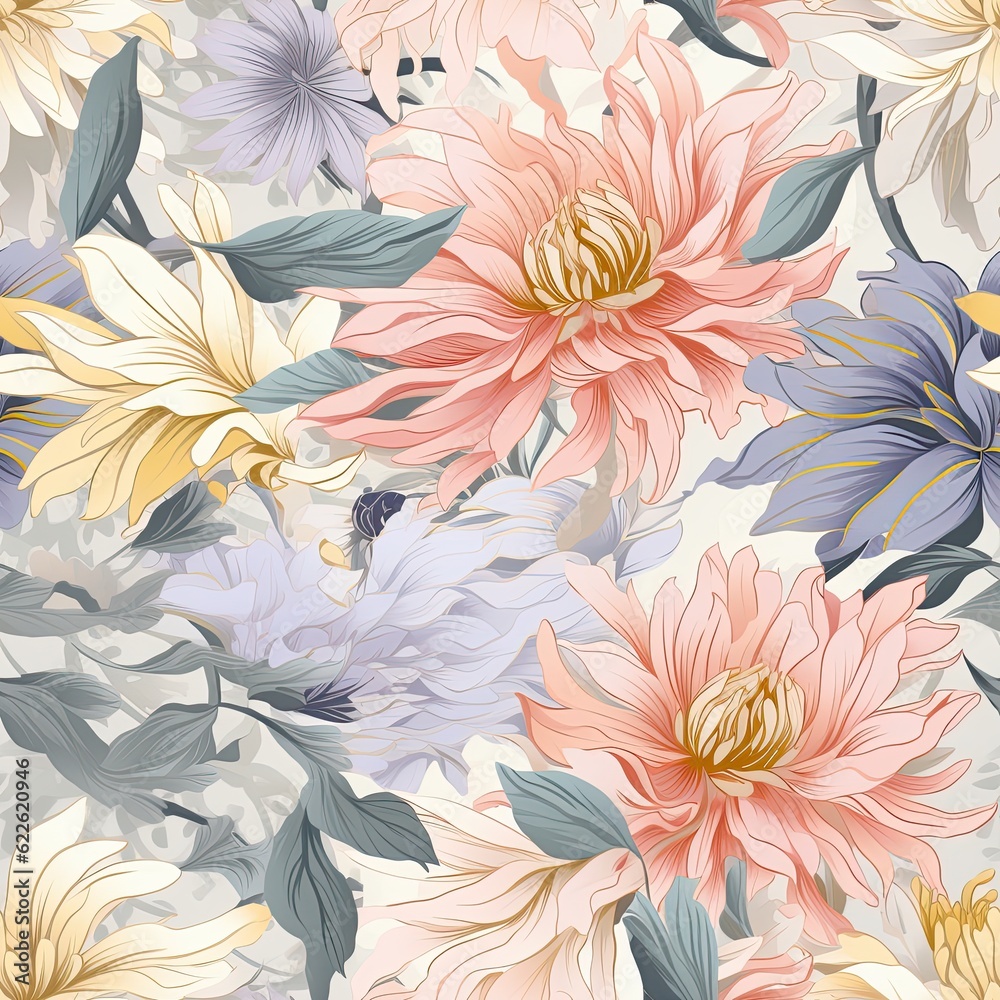 AI-Generated Elegant Blooms: Graceful Seamless Floral Patterns with Timeless Charm AI-Generated Elegant Blooms: Graceful Seamless Floral Patterns with Timeless Charm