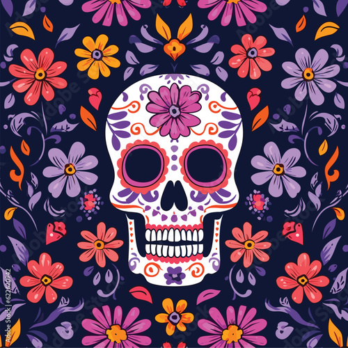 Hand drawn dia de muertos pattern background