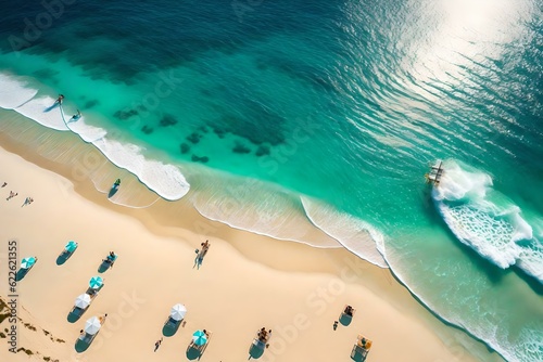 arial view of beach and sea AI generated