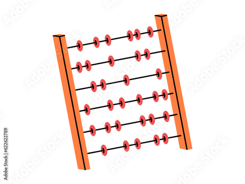 Hand drawn cute illustration of school abacus. Flat vector retro counting device in colored doodle style. Education or study sticker, icon. Back to school. Isolated on white background.