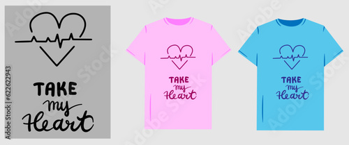 Vector graphic illustration for T-shirt. Funny St Valentines cute love illustration for couples