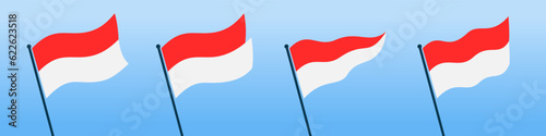 Waving Glorious Indonesia Flag Set