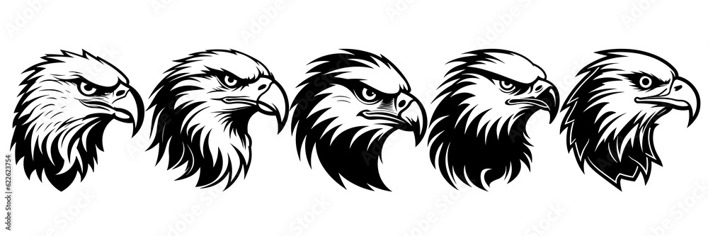 Eagle silhouettes set, large pack of vector silhouette design, isolated white background Eagle silhouettes set, large pack of vector silhouette design, isolated white background