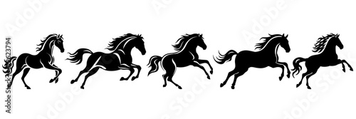Fototapeta Naklejka Na Ścianę i Meble -  Horse silhouettes set, large pack of vector silhouette design, isolated white background