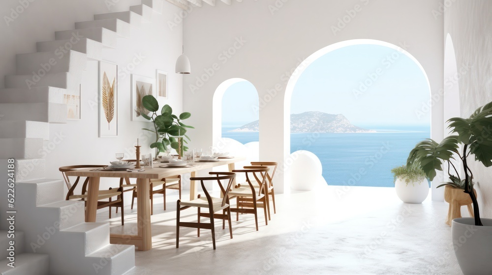 Fototapeta premium luxurious, designer villa, showcasing sleek architecture and an infinity pool with sea views....