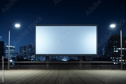 Dynamic Display Blank Billboard and Night Outdoor Advertising for Modern Marketing. Generative AI