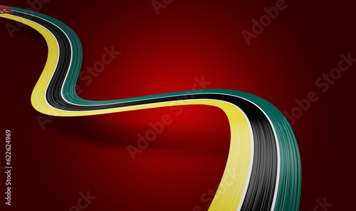 3d Flag Of Mozambique 3d Wavy Shiny Mozambique Ribbon Isolated On Red Background 3d Illustration