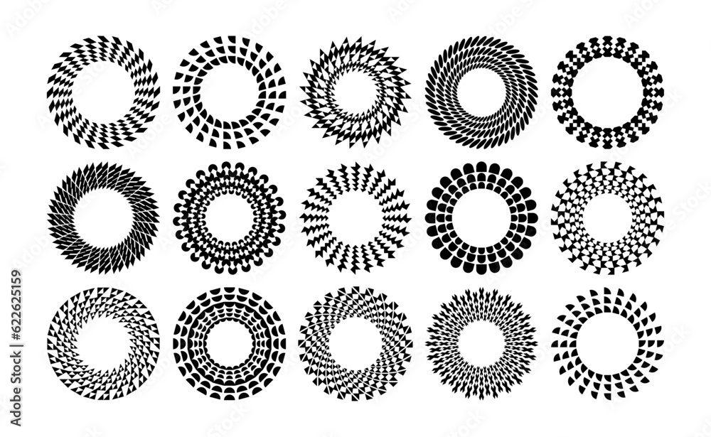 Luxury abstract shape circle border logo set