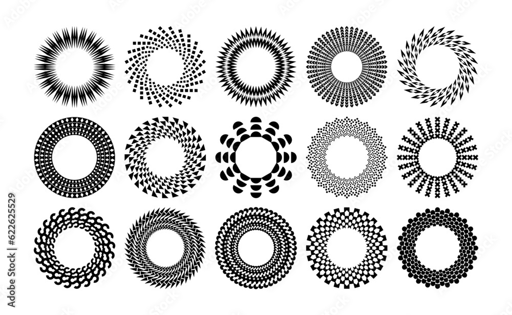 Set of abstract line circle border logo design Set of abstract line circle border logo design