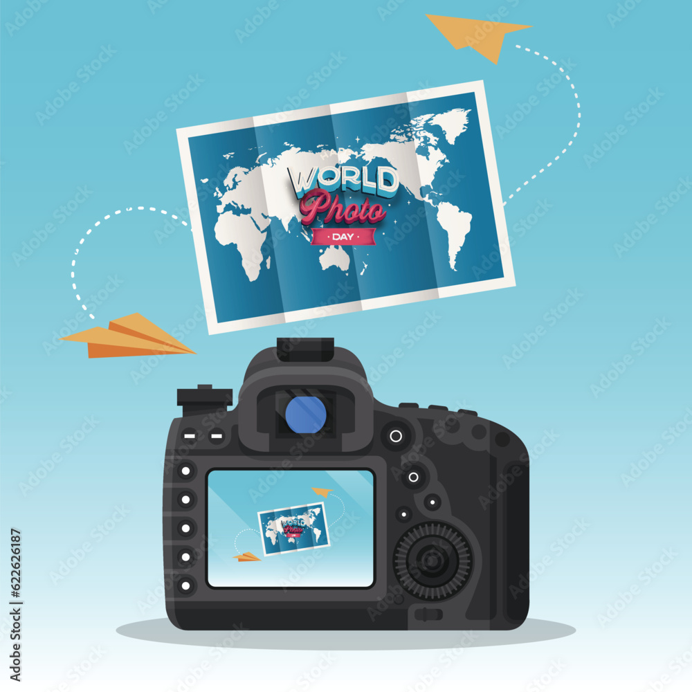 Obraz premium Free vector world photography day event