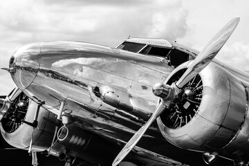 Acrylglasbilder Alte Flugzeuge Vintage Flugzeugmotor in Nahaufnahme  © Sebastien Poussin