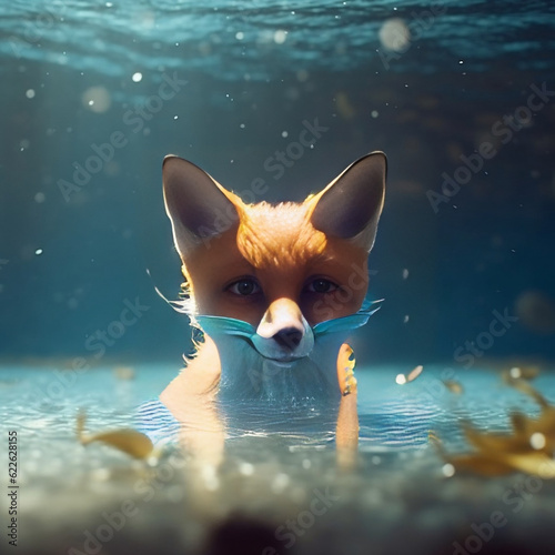 wonderful cute underwater Fox