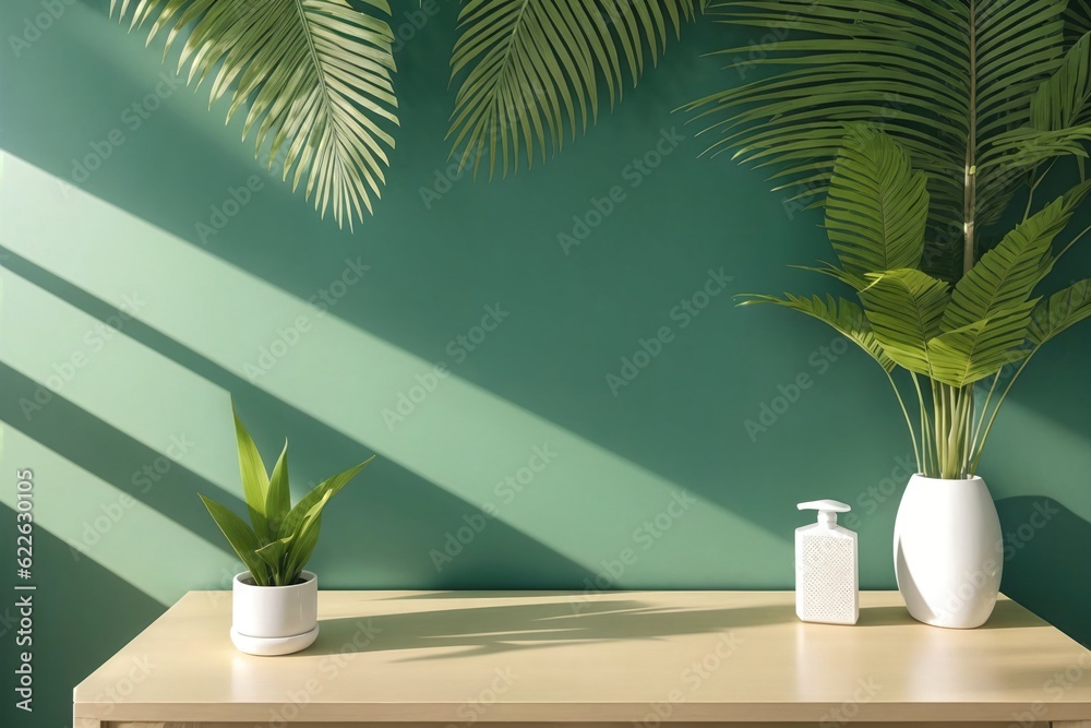 Ceramic vases with plants on wooden table. Ceramic vases with plants on wooden table.