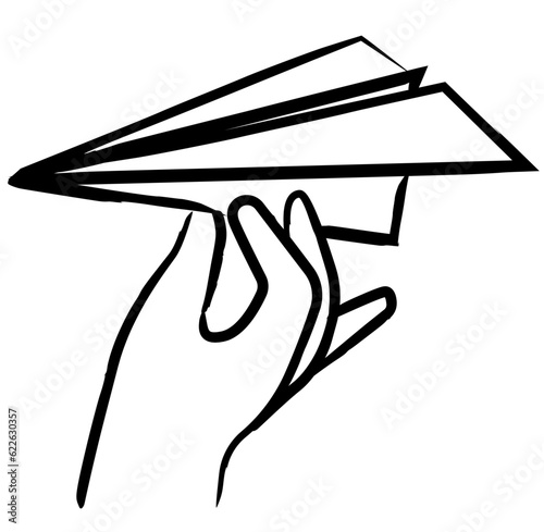 Hand holding a paper plane