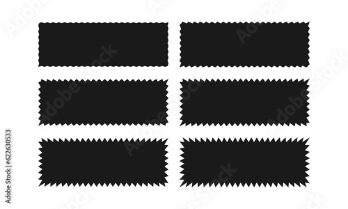 Zigzag Edge Rectangular Button Icon Set